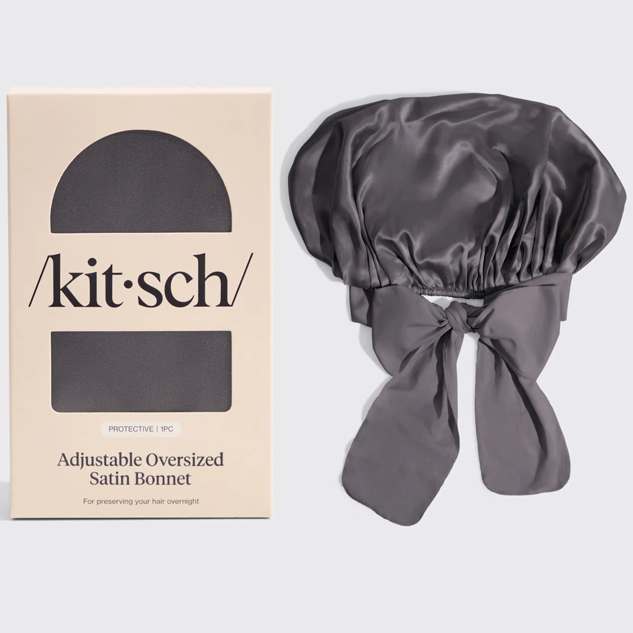 Kitsch Charcoal Oversized Satin Bonnet