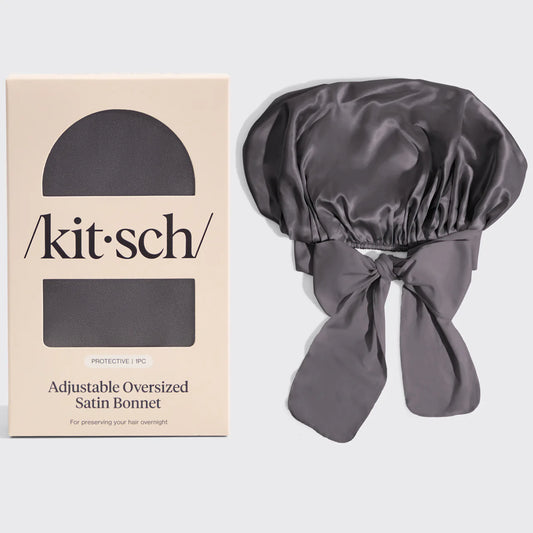 Kitsch Charcoal Oversized Satin Bonnet